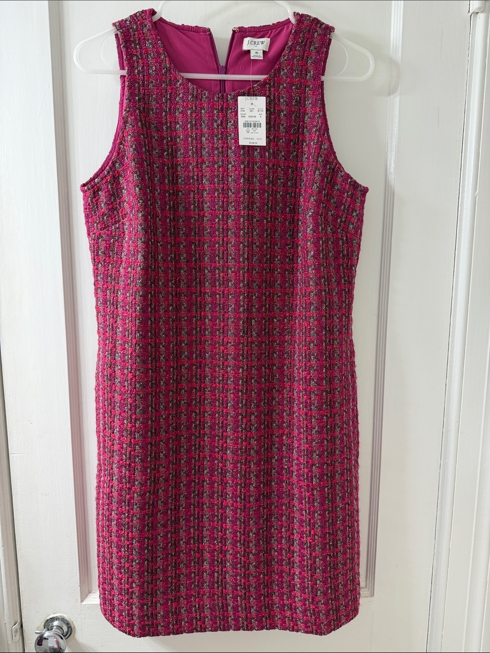 J. Crew Fuchsia Multicolor Tweed Sheath Dress